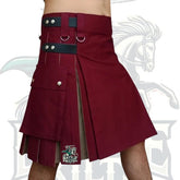 Scottish Maroon with Khaki Hybrid Kilt – 4 Straps Design | Modern Utility Kilt by BattleOfKilts